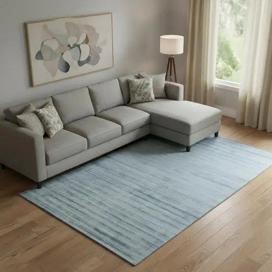Light Blue Striped Hand Woven Area Rug Photo 1