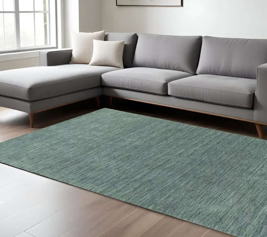Light Blue Wool Hand Tufted Area Rug Photo 1