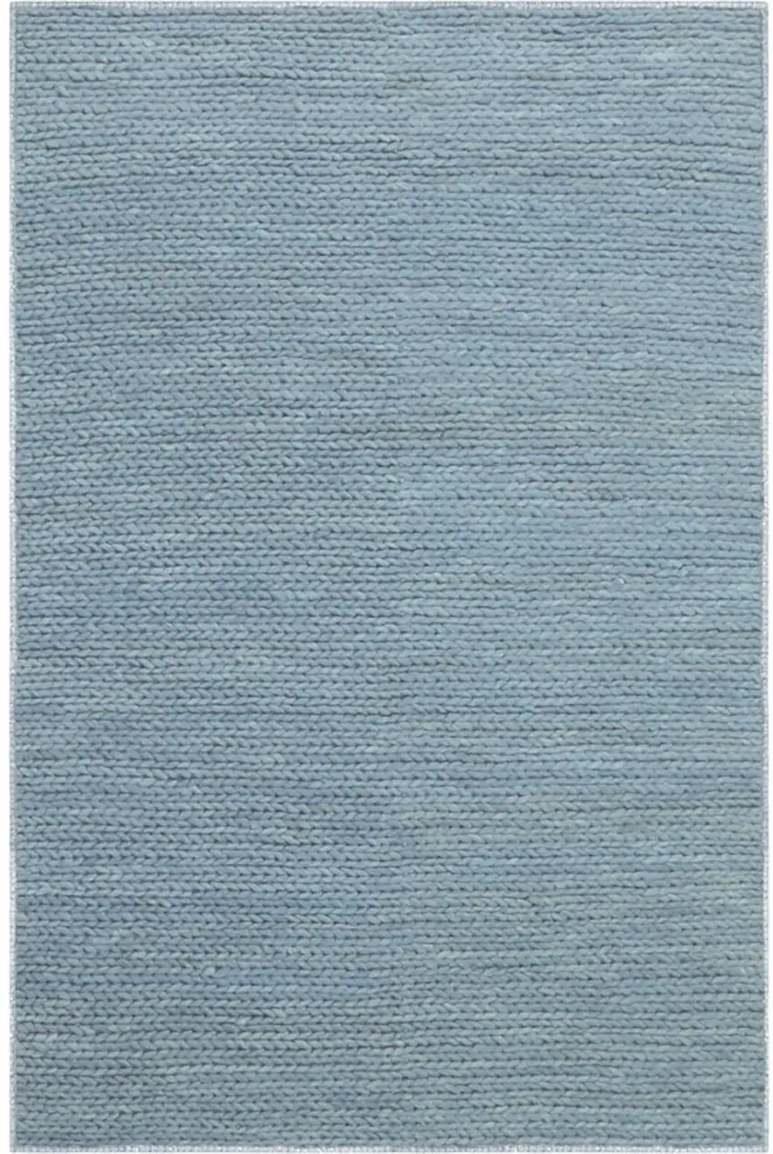 Light Blue Wool Handmade Stain Resistant Area Rug Photo 1