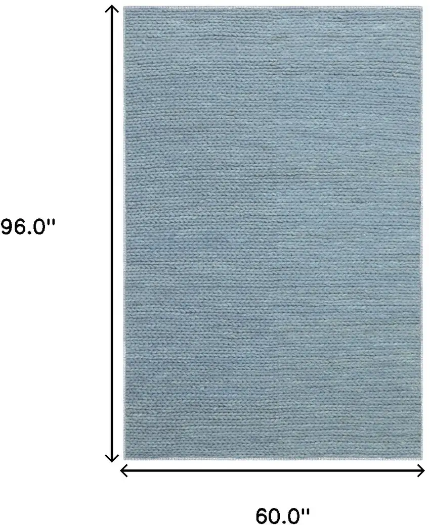 Light Blue Wool Handmade Stain Resistant Area Rug Photo 9