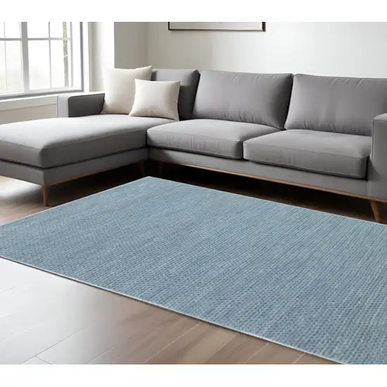 Blue And Ivory Wool Hand Tufted Area Rug Photo 1