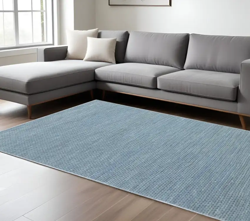 Blue And Ivory Wool Hand Tufted Area Rug Photo 1