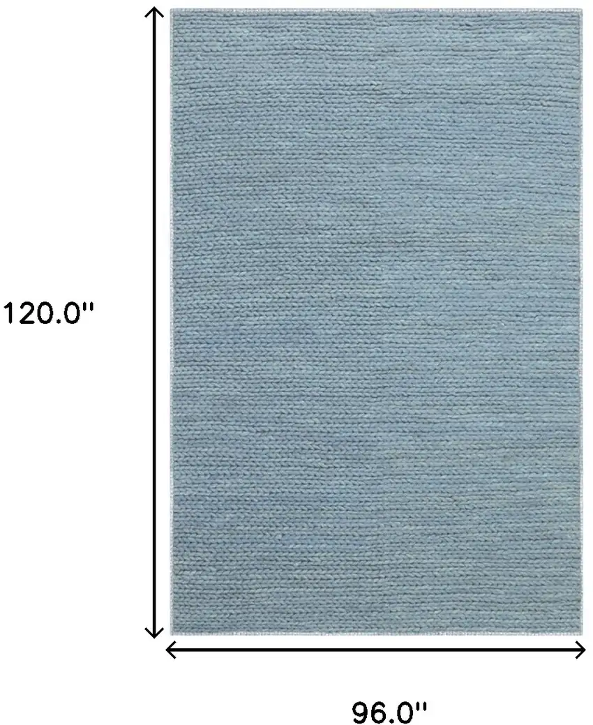 Light Blue Wool Handmade Stain Resistant Area Rug Photo 9