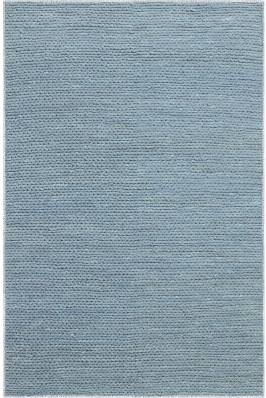 Light Blue Wool Handmade Stain Resistant Area Rug Photo 1