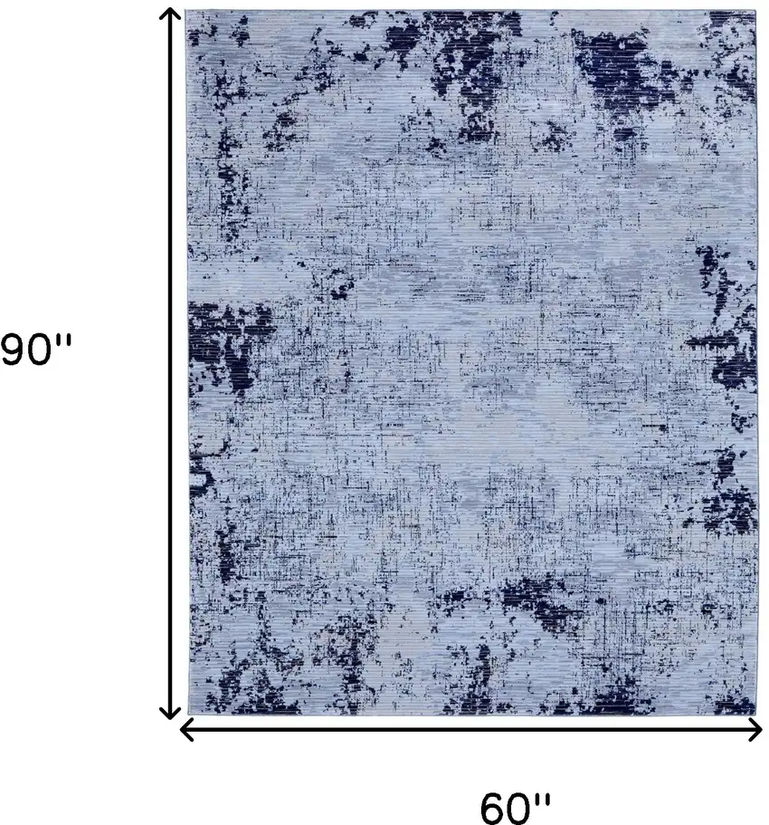 Light Blue and Black Abstract Power Loom Area Rug Photo 3