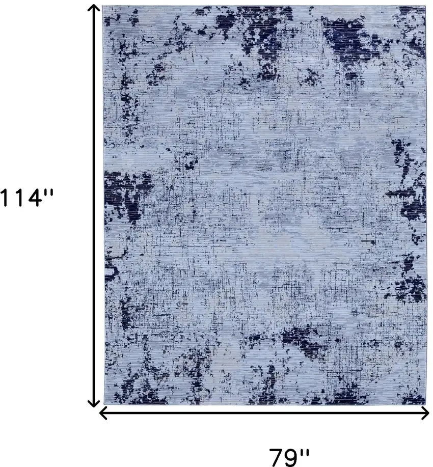 Light Blue and Black Abstract Power Loom Area Rug Photo 3