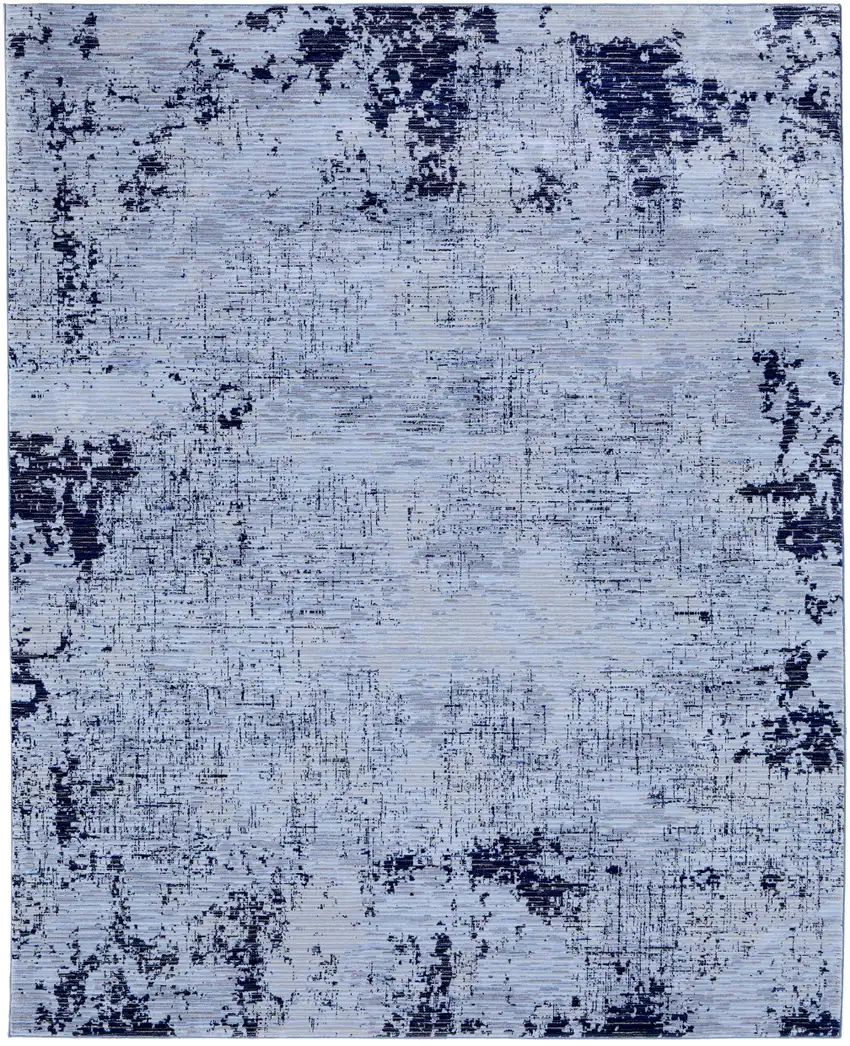 Light Blue and Black Abstract Power Loom Area Rug Photo 5