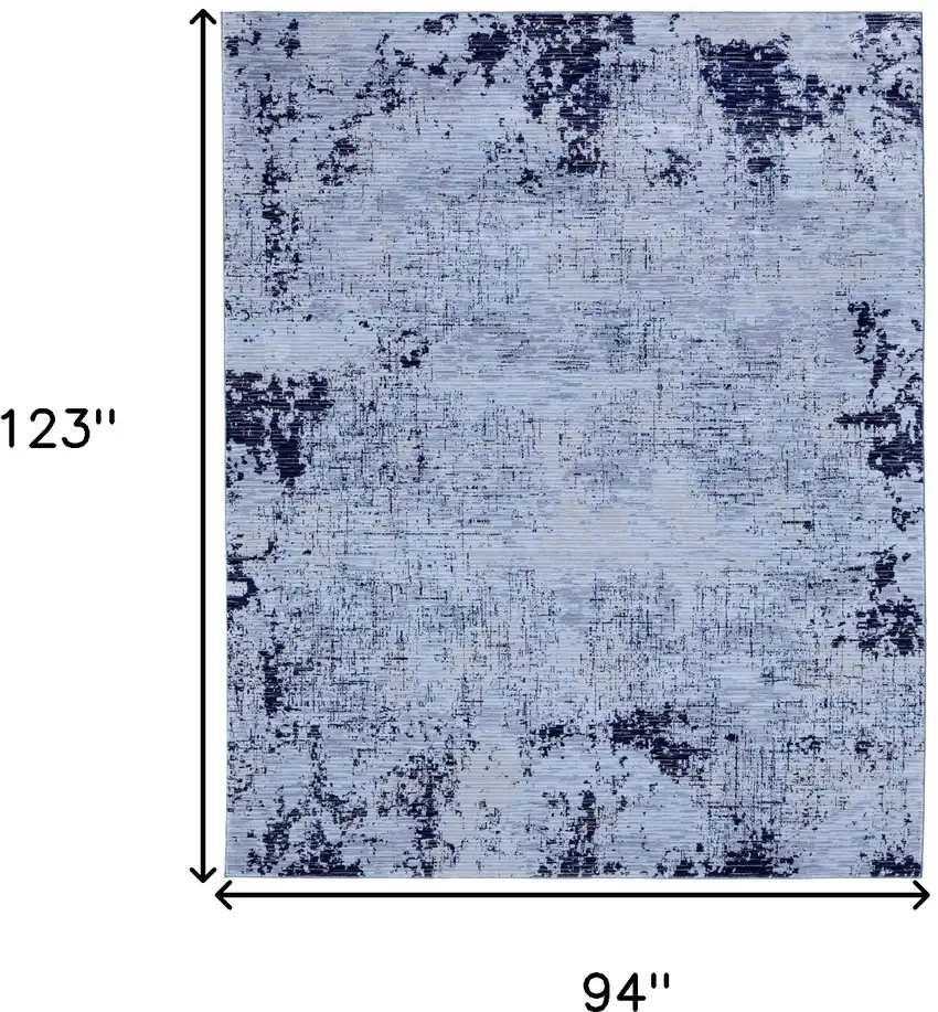 Light Blue and Black Abstract Power Loom Area Rug Photo 3