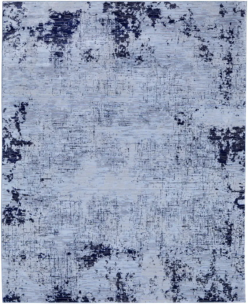 Light Blue and Black Abstract Power Loom Area Rug Photo 2