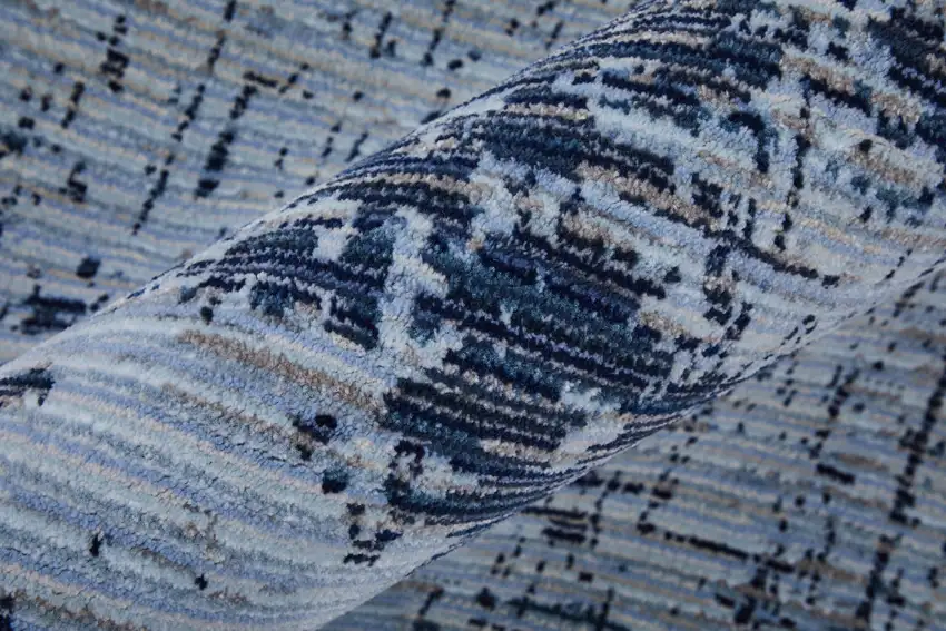 Light Blue and Black Abstract Power Loom Area Rug Photo 4