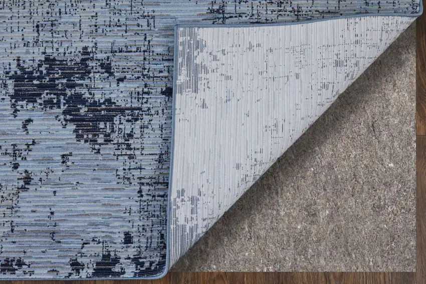 Light Blue and Black Abstract Power Loom Area Rug Photo 6