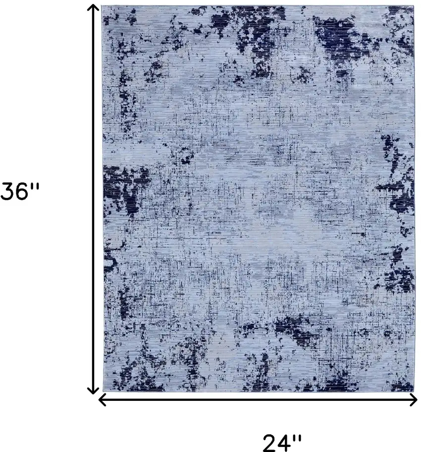 Light Blue and Black Abstract Power Loom Area Rug Photo 3