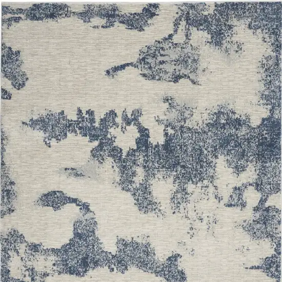Light Blue and Ivory Abstract Non Skid Area Rug Photo 6