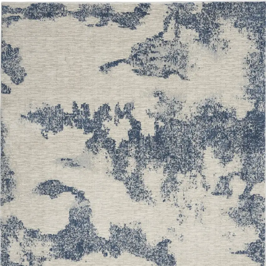 Light Blue and Ivory Abstract Non Skid Area Rug Photo 6