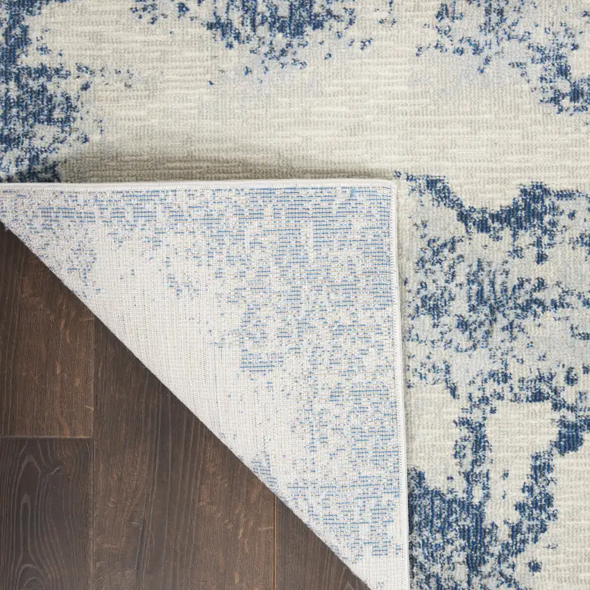 Light Blue and Ivory Abstract Non Skid Area Rug Photo 7