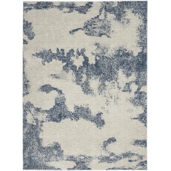 Light Blue and Ivory Abstract Non Skid Area Rug Photo 2