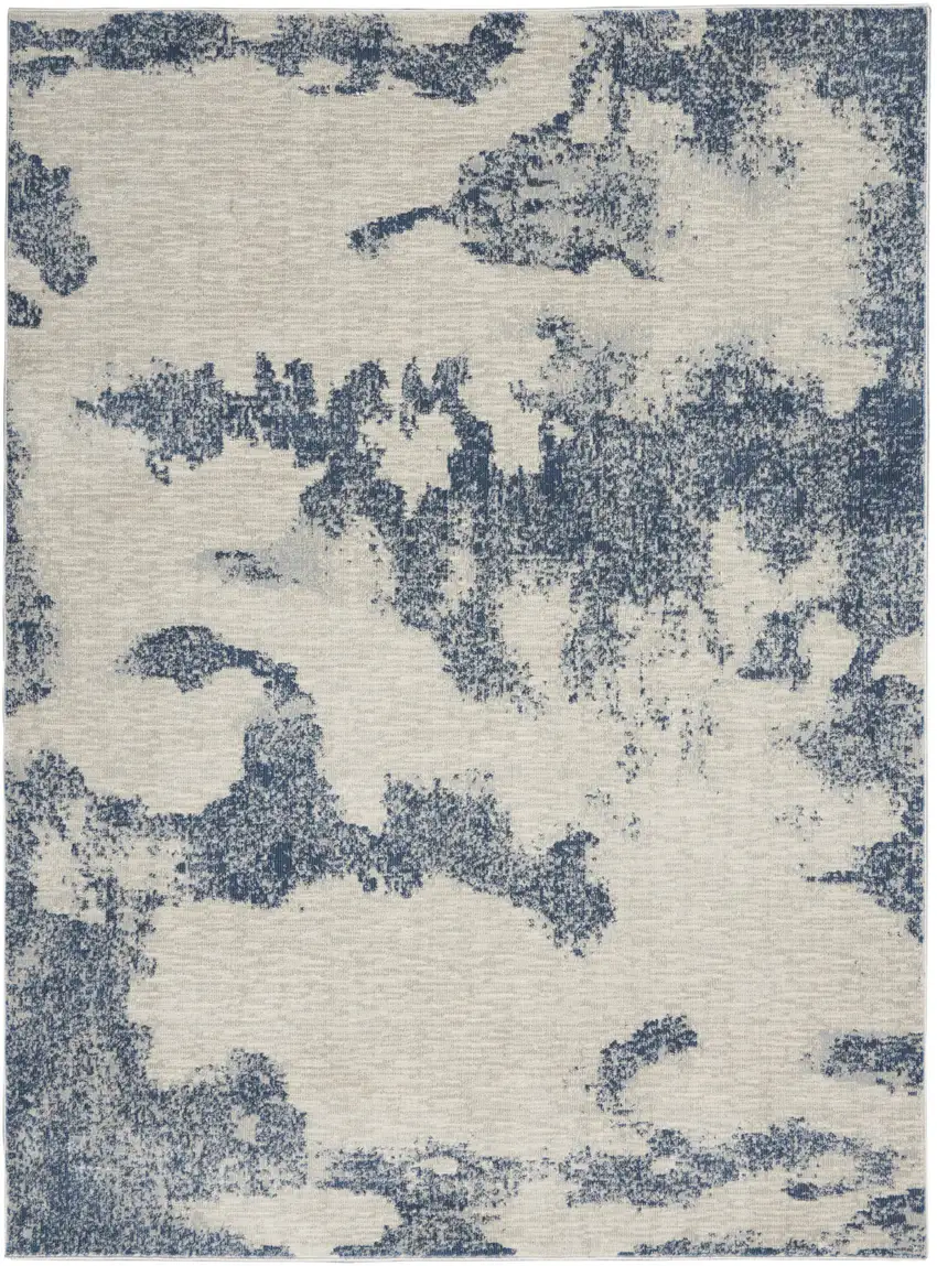 Light Blue and Ivory Abstract Non Skid Area Rug Photo 2