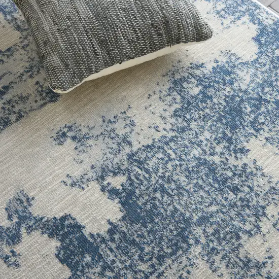 Light Blue and Ivory Abstract Non Skid Area Rug Photo 9