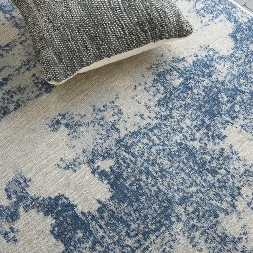 Light Blue and Ivory Abstract Non Skid Area Rug Photo 9