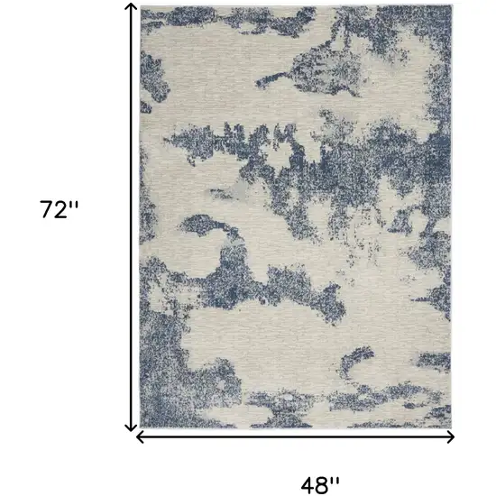 Light Blue and Ivory Abstract Non Skid Area Rug Photo 3