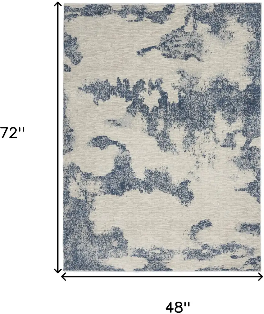 Light Blue and Ivory Abstract Non Skid Area Rug Photo 3