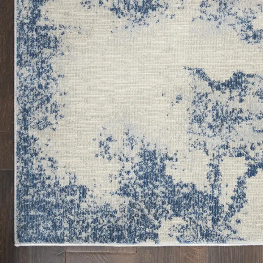 Light Blue and Ivory Abstract Non Skid Area Rug Photo 4