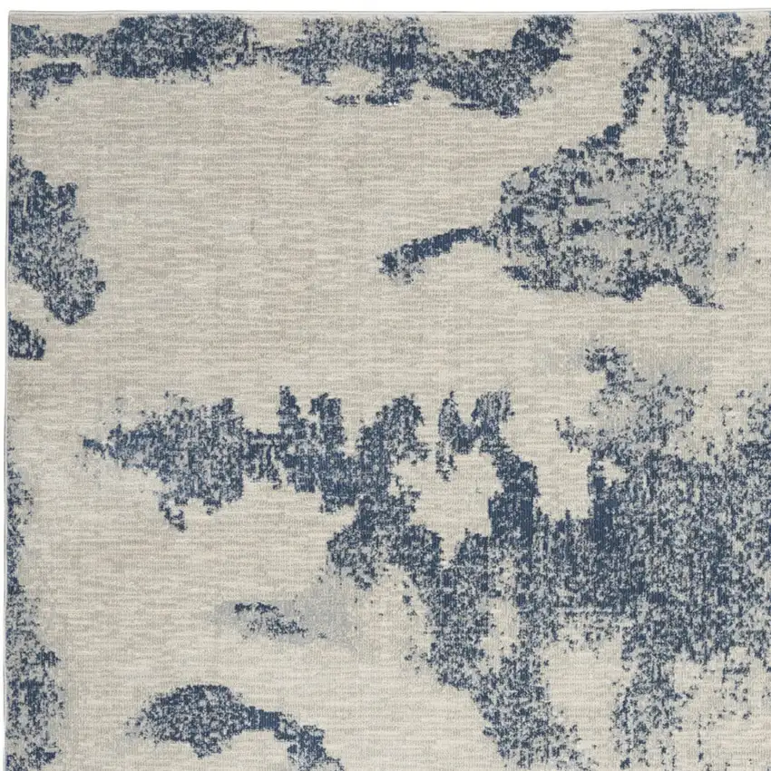 Light Blue and Ivory Abstract Non Skid Area Rug Photo 5