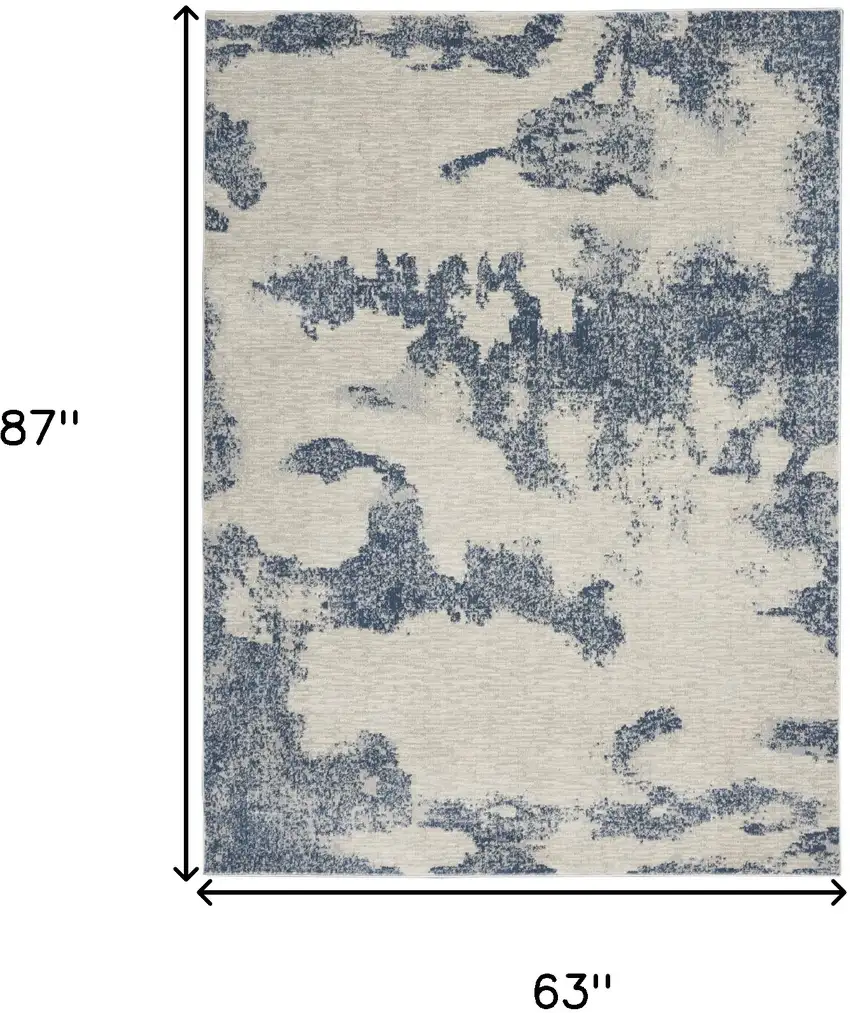 Light Blue and Ivory Abstract Non Skid Area Rug Photo 3