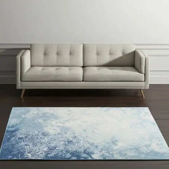 Blue And Ivory Abstract Area Rug Photo 1