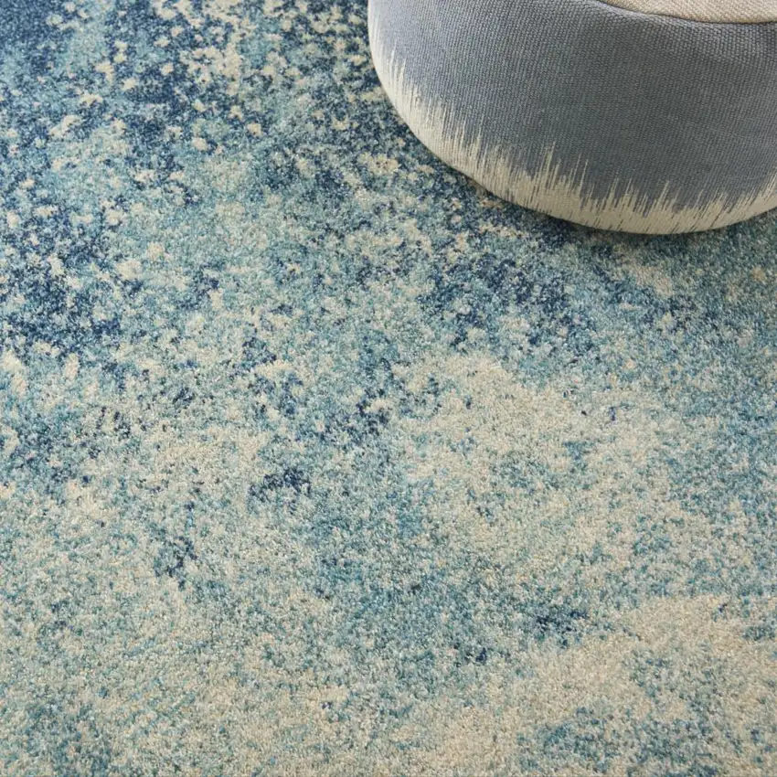 Blue And Ivory Abstract Area Rug Photo 9