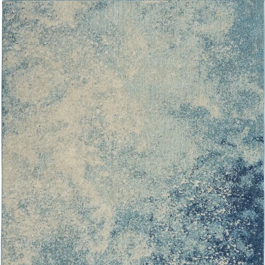 Blue And Ivory Abstract Area Rug Photo 4