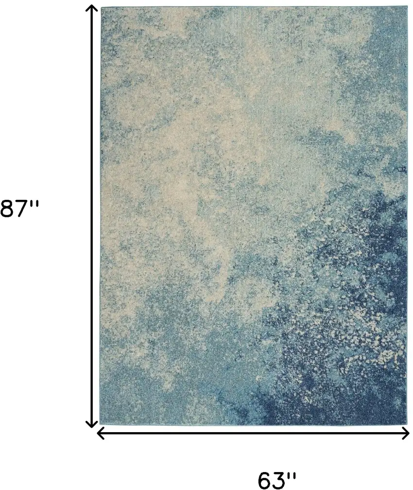 Blue And Ivory Abstract Area Rug Photo 7