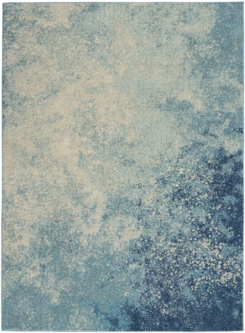 Blue And Ivory Abstract Area Rug Photo 1