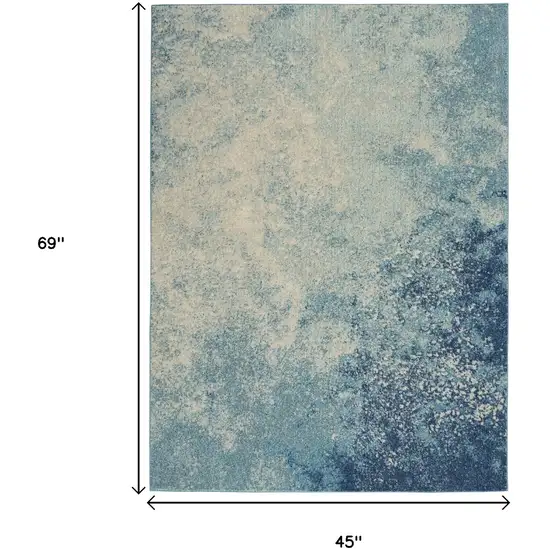 Blue And Ivory Abstract Area Rug Photo 7