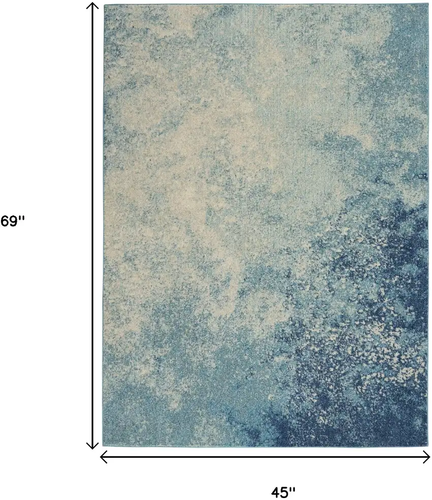 Blue And Ivory Abstract Area Rug Photo 7