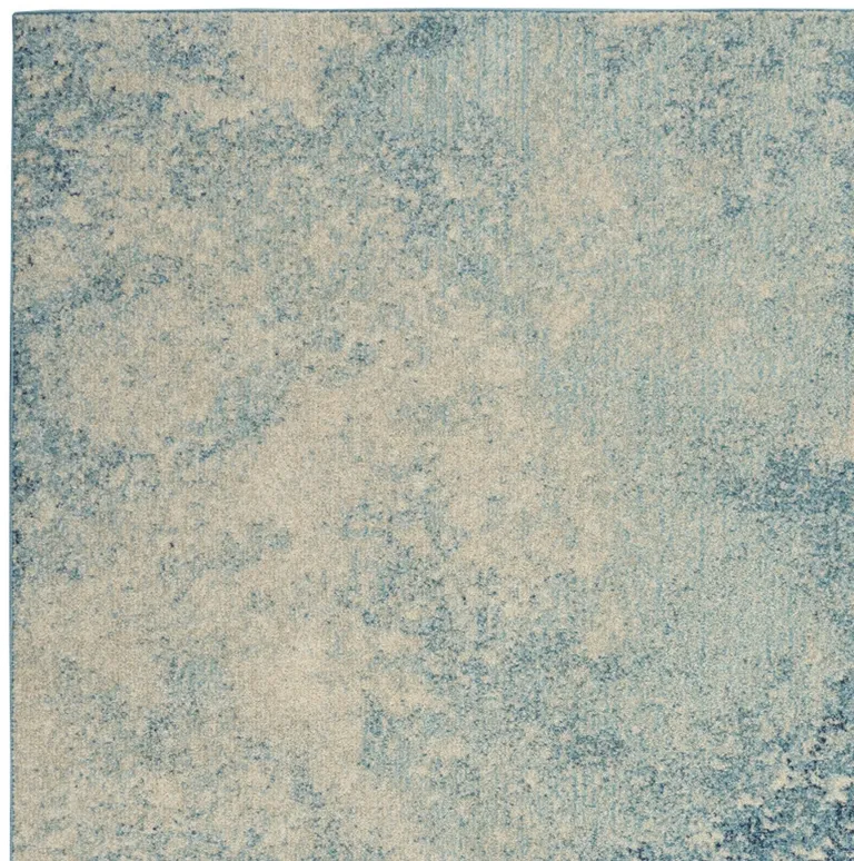 Light Blue and Ivory Abstract Sky Area Rug Photo 2