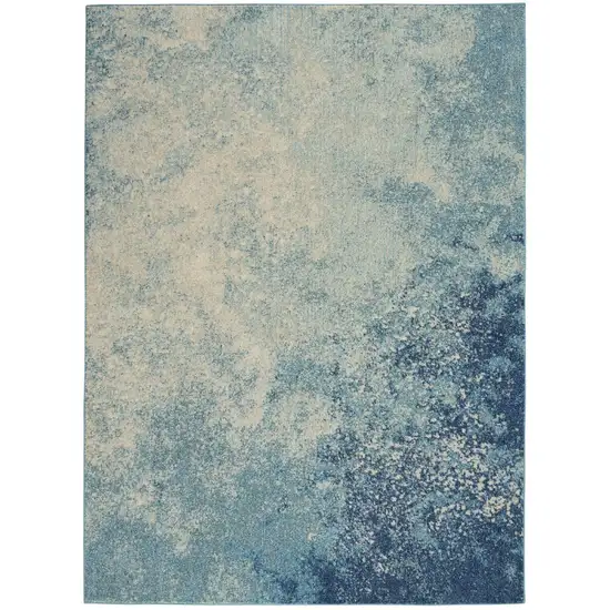 Blue And Ivory Abstract Area Rug Photo 9