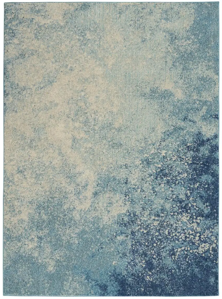 Blue And Ivory Abstract Area Rug Photo 9