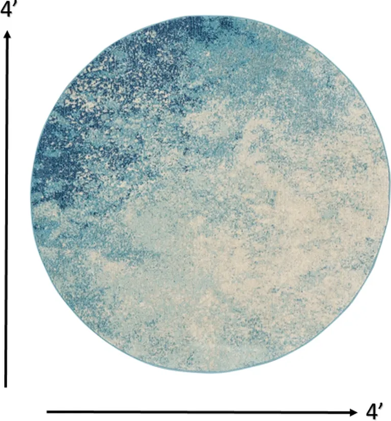Light Blue and Ivory Abstract Sky Area Rug Photo 4