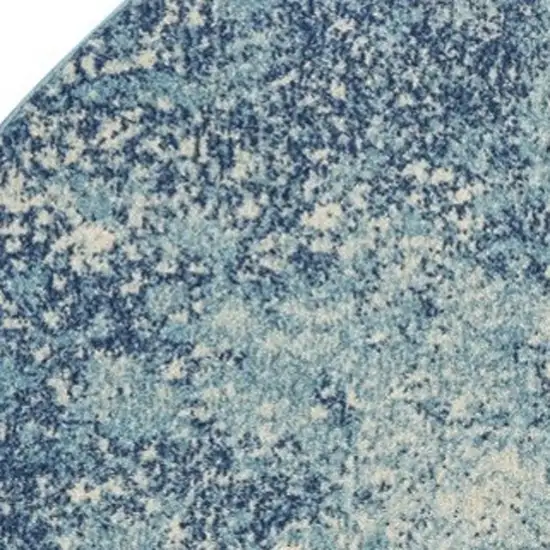 5' Blue And Ivory Abstract Round Rug Photo 3