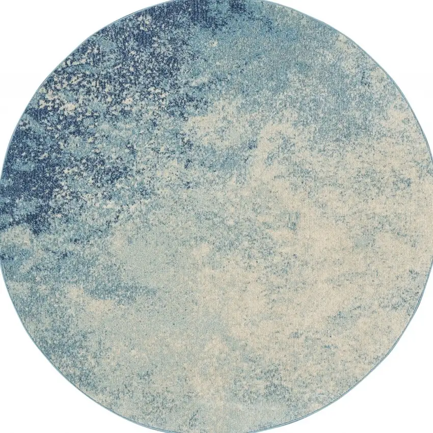 Light Blue and Ivory Abstract Sky Area Rug Photo 9