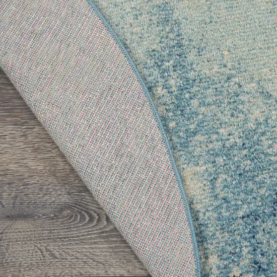 5' Blue And Ivory Abstract Round Rug Photo 7