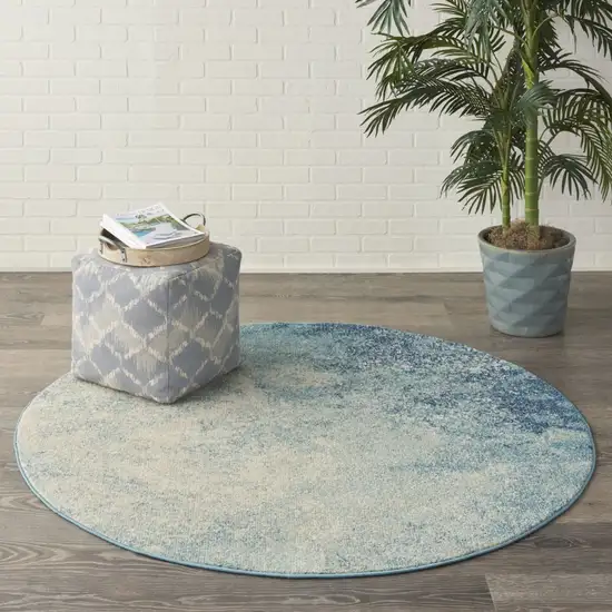 Light Blue and Ivory Abstract Sky Area Rug Photo 5