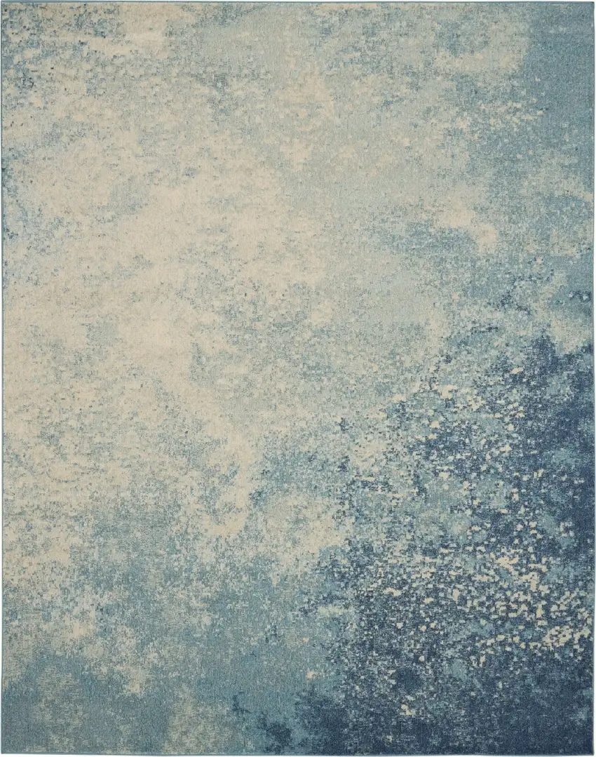 Blue And Ivory Abstract Area Rug Photo 1