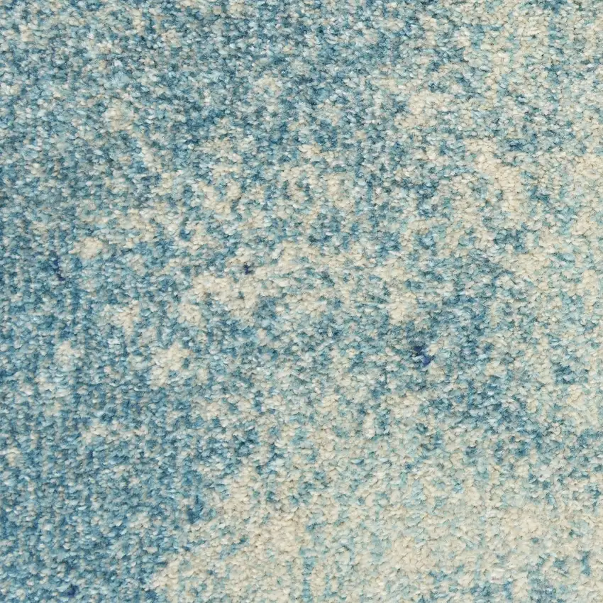 8' Blue And Ivory Abstract Round Rug Photo 9