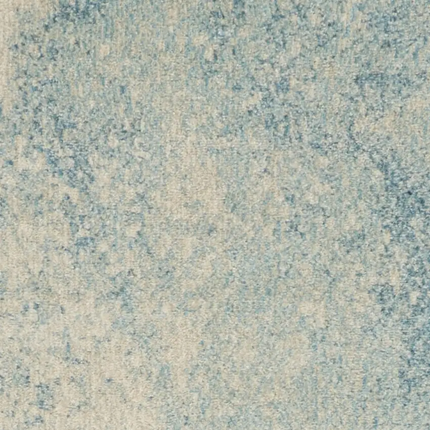 8' Blue And Ivory Abstract Runner Rug Photo 7