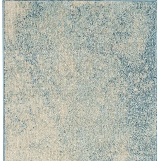 8' Blue And Ivory Abstract Runner Rug Photo 6