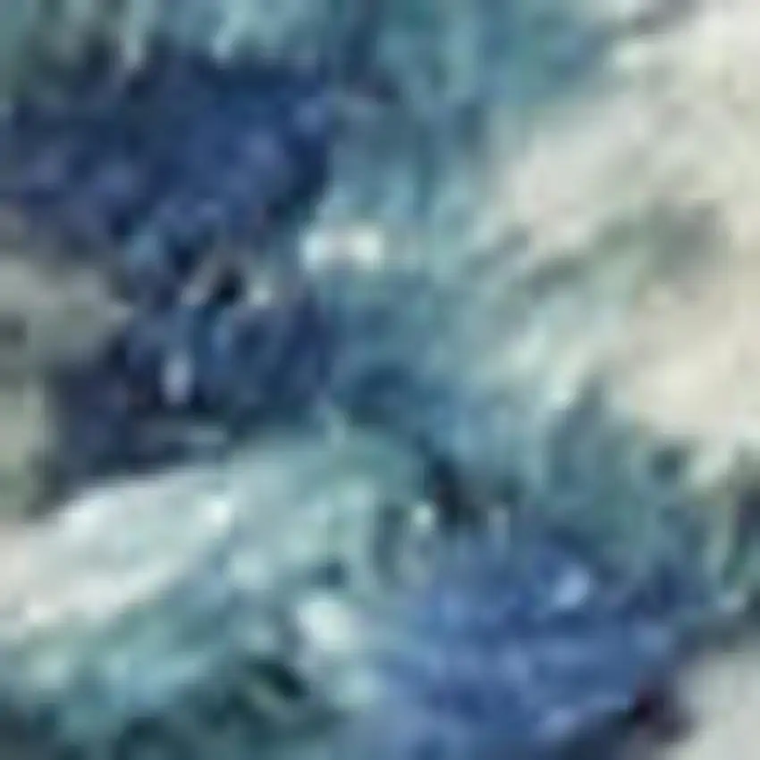 8' Blue And Ivory Abstract Runner Rug Photo 1