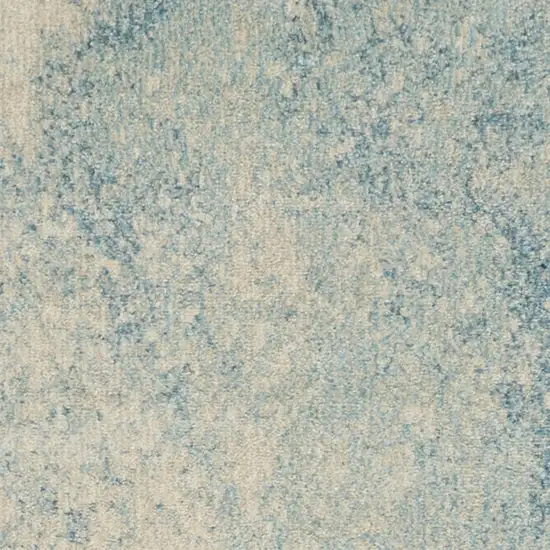 8' Blue And Ivory Abstract Runner Rug Photo 9