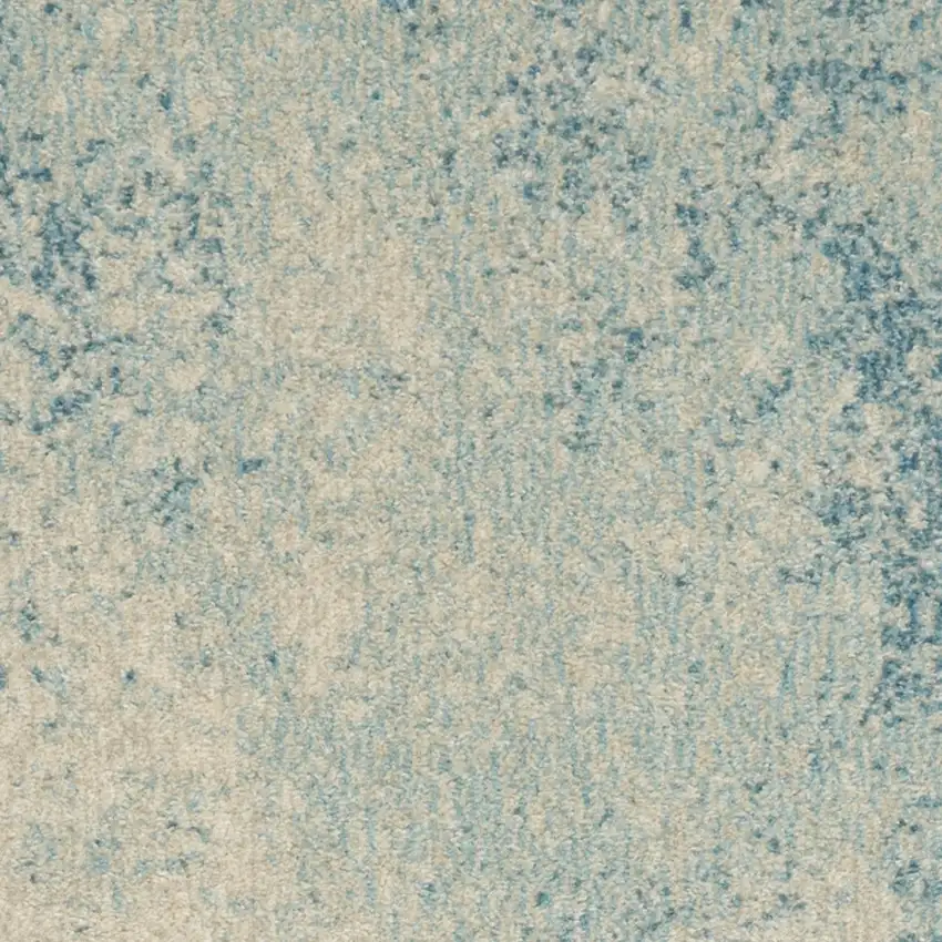 6' Blue And Ivory Abstract Runner Rug Photo 7